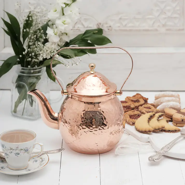 CopperMill Kitchen Hand-Hammer Copper Teapot - 32oz