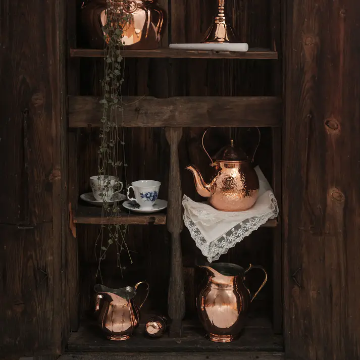 CopperMill Kitchen Hand-Hammer Copper Teapot - 32oz