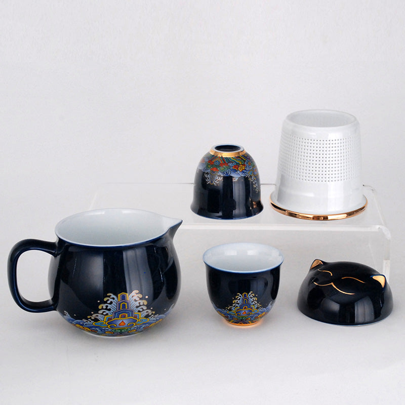 Lucky Cat 11oz Tea Set w/ 2 Cups