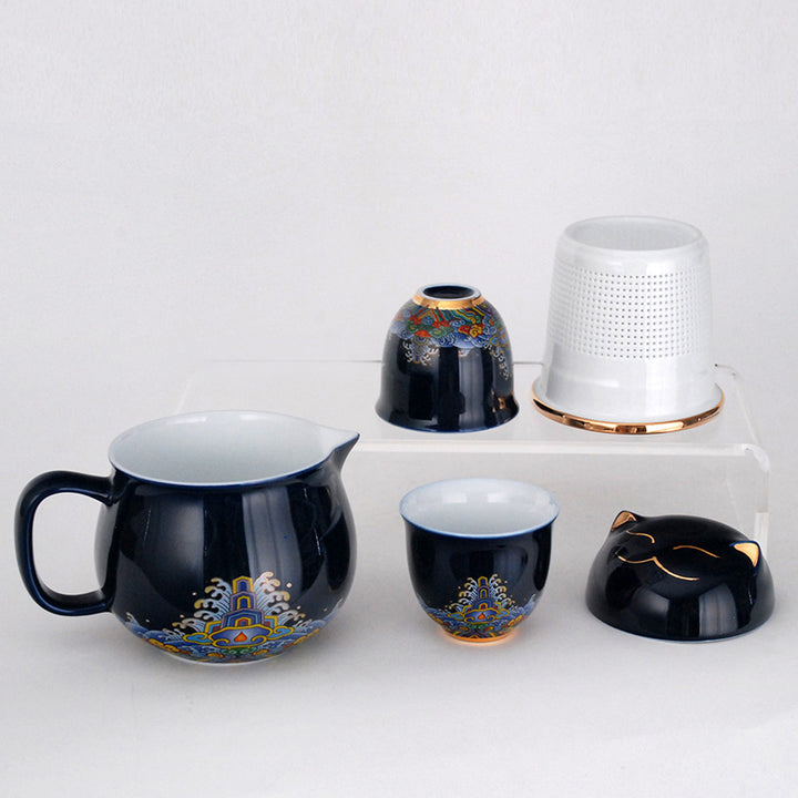 Lucky Cat 11oz Tea Set w/ 2 Cups