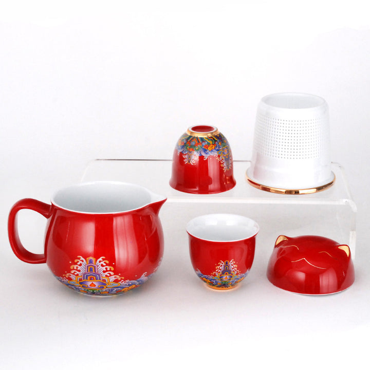 Lucky Cat 11oz Tea Set w/ 2 Cups