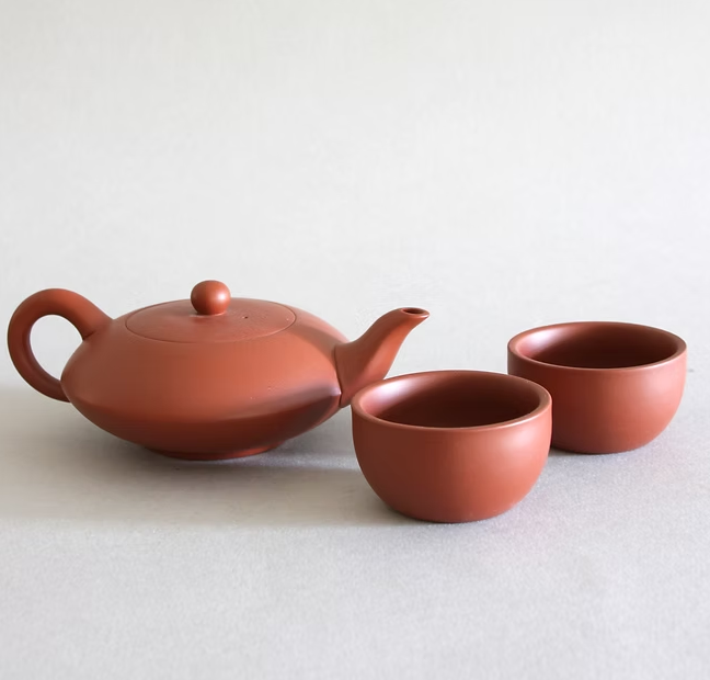 Yixing Red Saucer Tea Set w/ 2 cups - 7oz