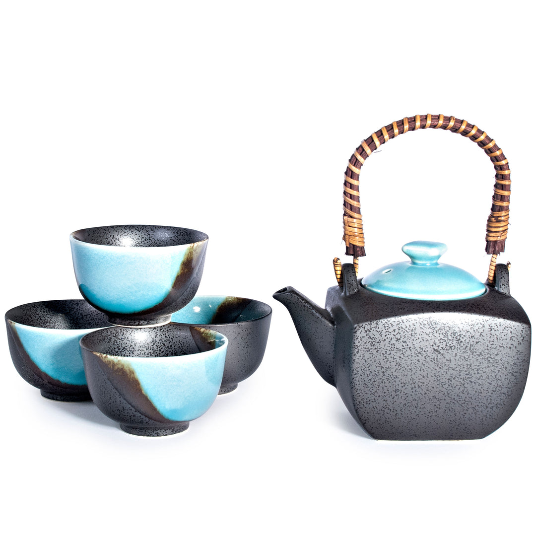 Black and Blue Dipped Tea Set - 24oz