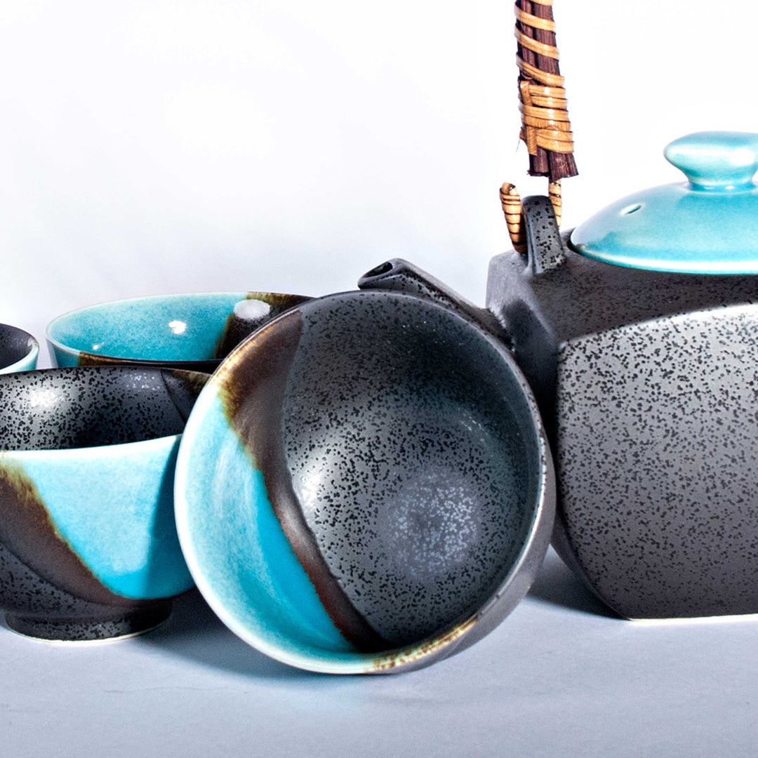 Black and Blue Dipped Tea Set - 24oz
