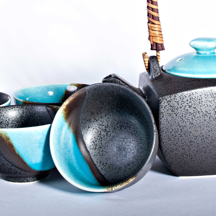 Black and Blue Dipped Tea Set - 24oz