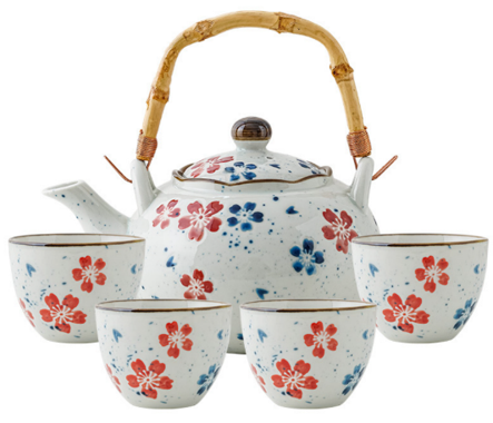 Red & Blue Blossom Tea Set - 27oz