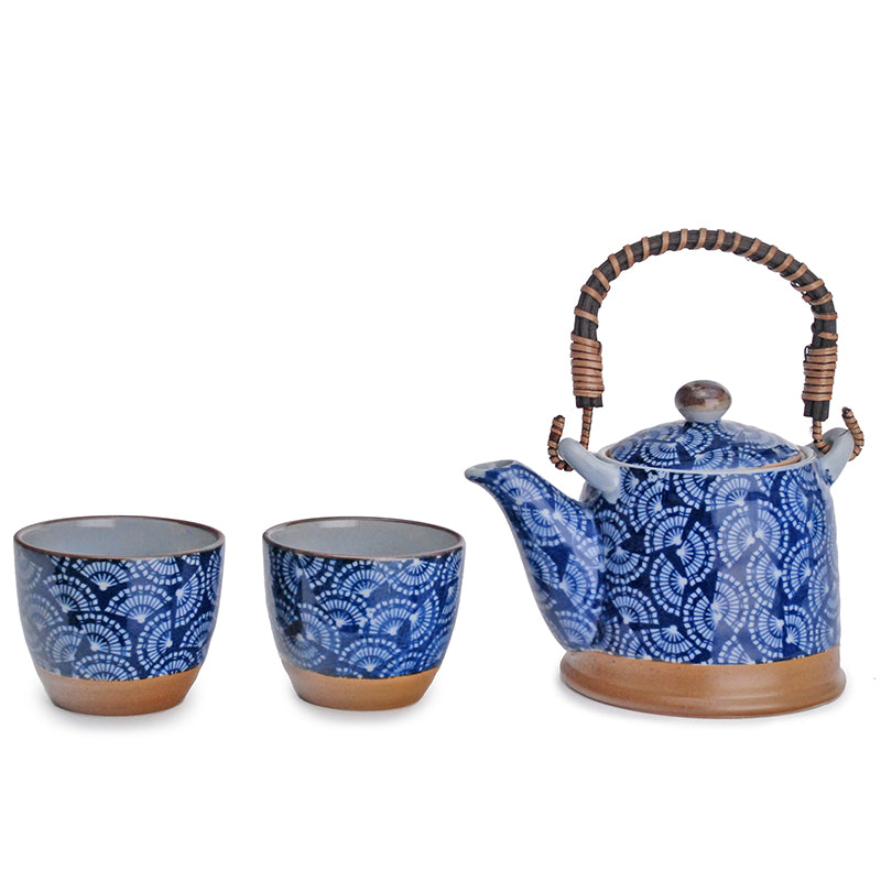 Margaret Fan Tea Set - 13oz - Blue