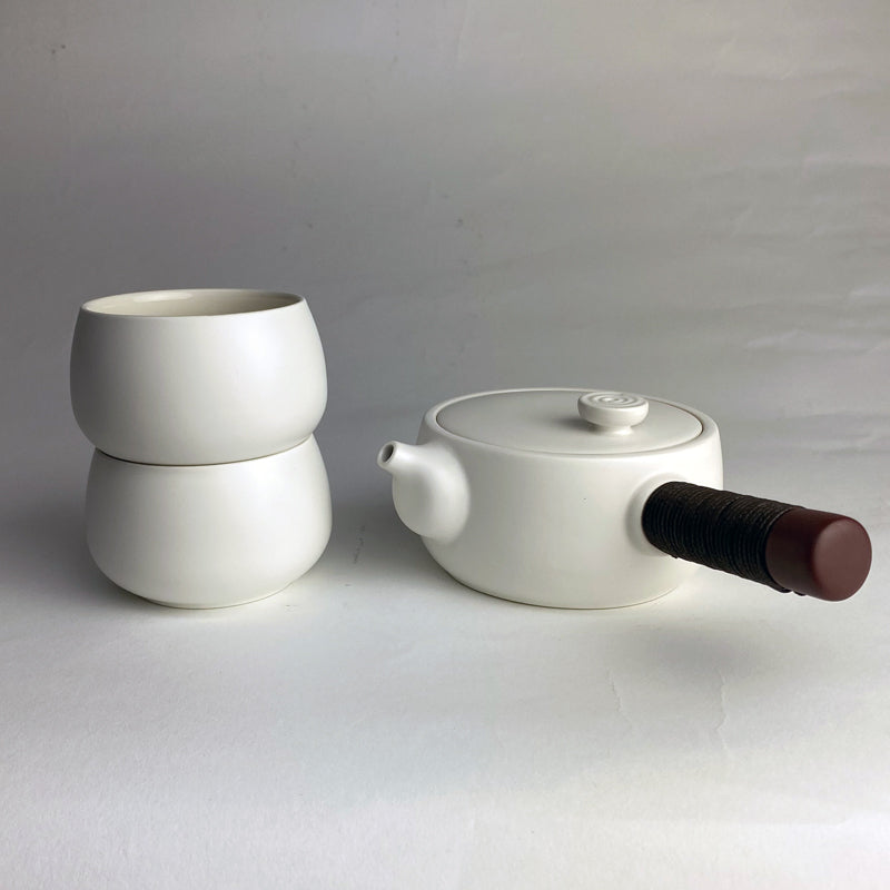 Thumbalina Kyusu Tea Set - White with Cups
