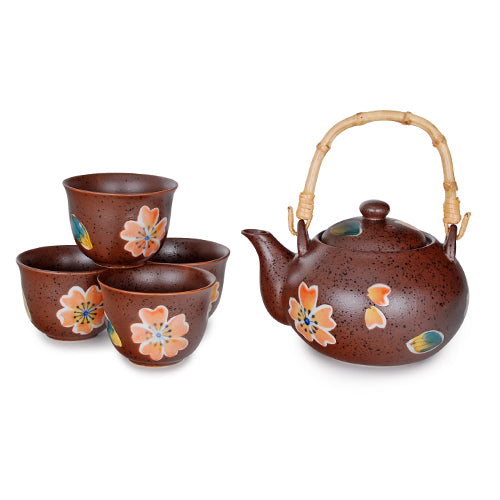 Rust Tea Cups Rust Flower Tea Set-24oz – Happy Lucky's Teahouse
